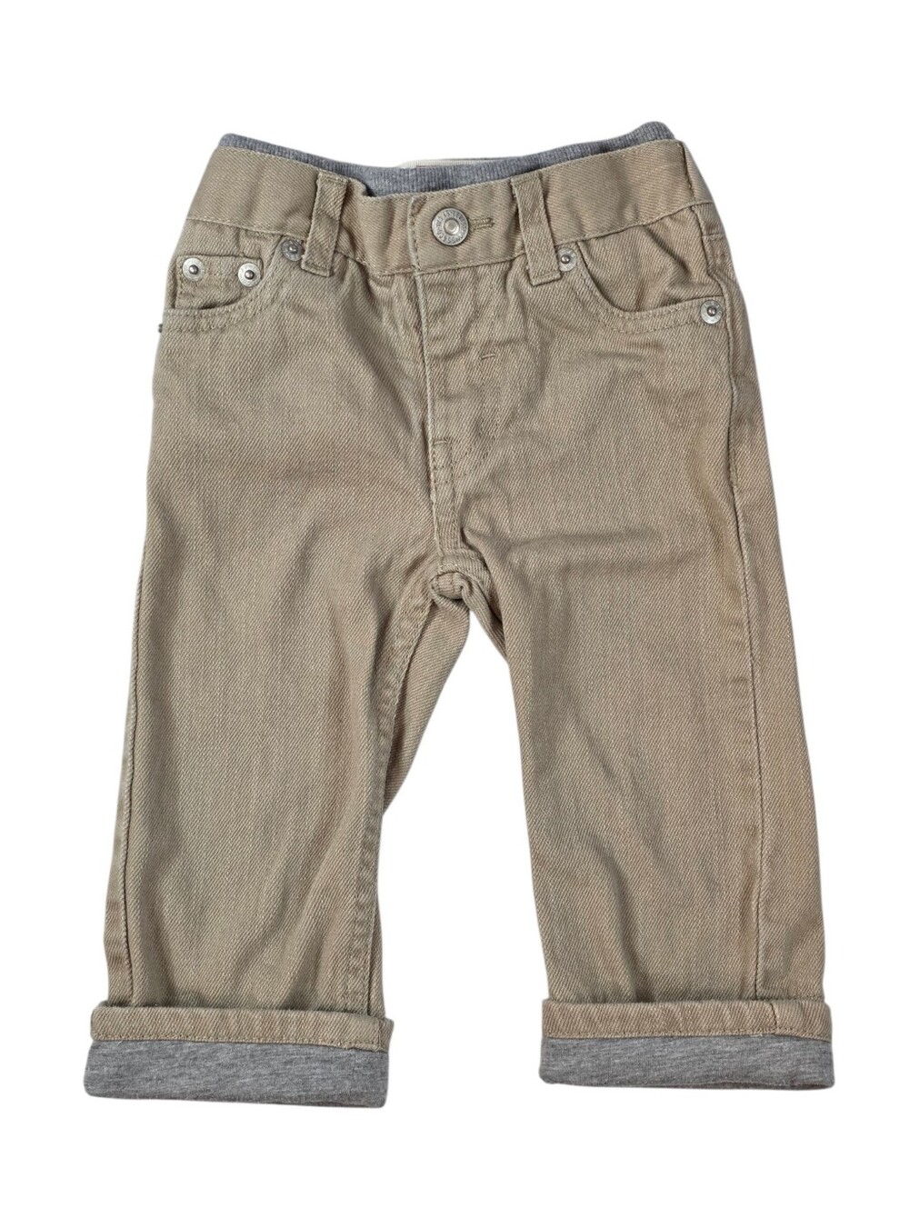 Levi's 514 Straight Khaki Tan Jeans Pants Baby Boys 12M Roll Cuff Cotton Denim